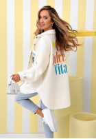 Sheepskin jacket with prints and wool Capri Dolce Vita ecru