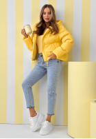 Pikowana kurtka z kapturem Must Believe żółta