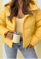 Pikowana kurtka z kapturem Must Believe żółta