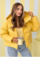 Pikowana kurtka z kapturem Must Believe żółta