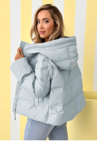 Pikowana kurtka z kapturem Must Believe błękitna