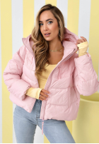 Pikowana kurtka z kapturem Must Believe pudrowy róż