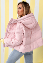 Pikowana kurtka z kapturem Must Believe pudrowy róż