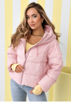 Pikowana kurtka z kapturem Must Believe pudrowy róż