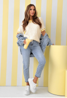 Miękki sweter w cytrynki Lemon Touch ecru
