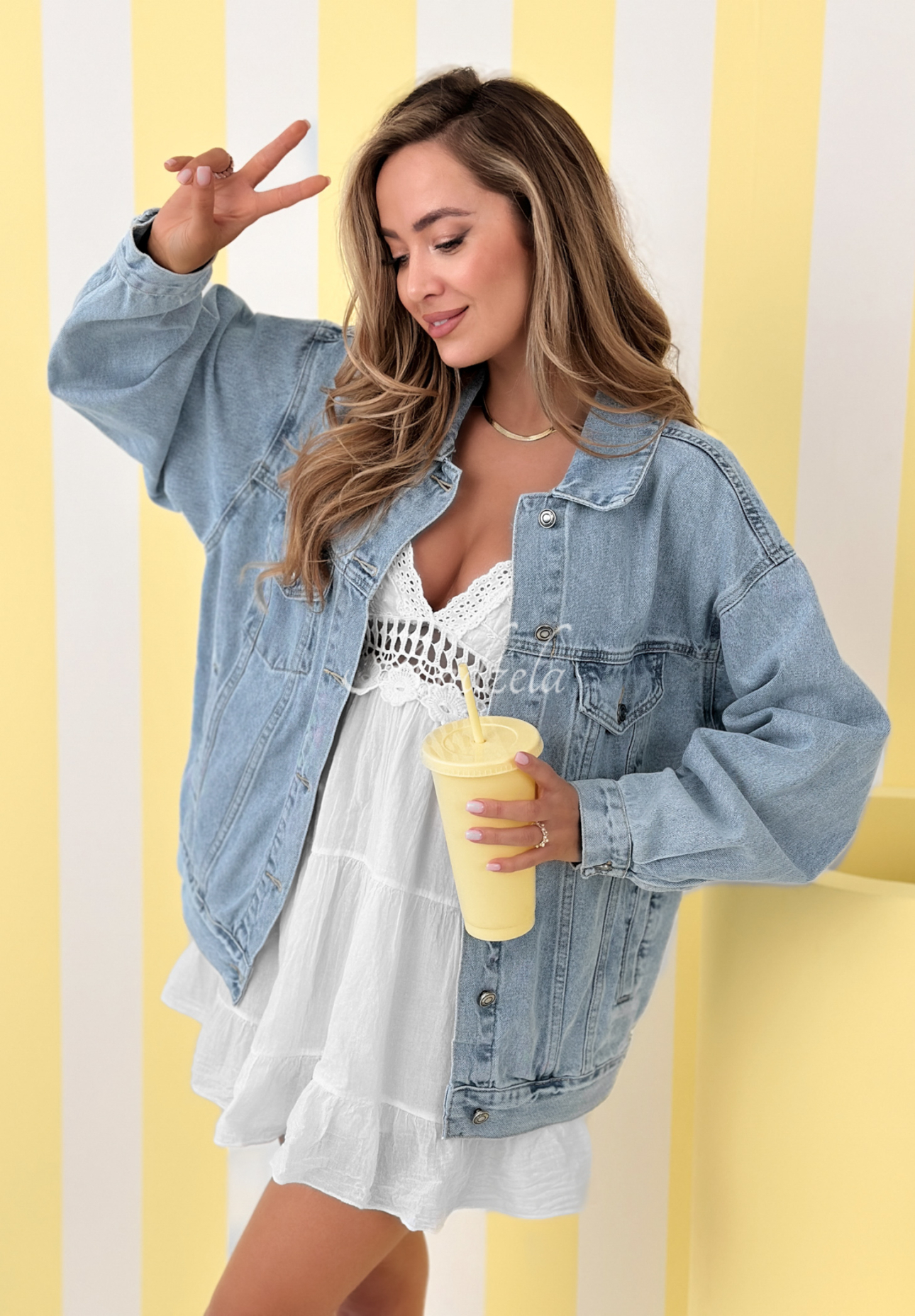 Never Again blue denim jacket