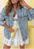 Krótka kurtka jeansowa Never Again niebieska