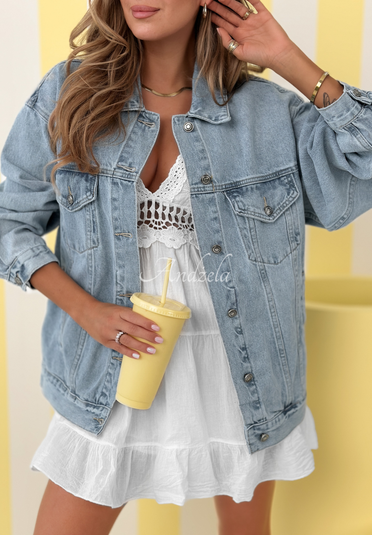 Never Again blue denim jacket