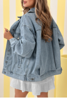 Krótka kurtka jeansowa Never Again niebieska