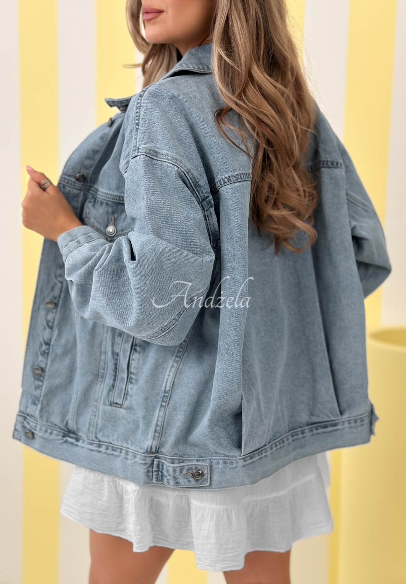 Never Again blue denim jacket
