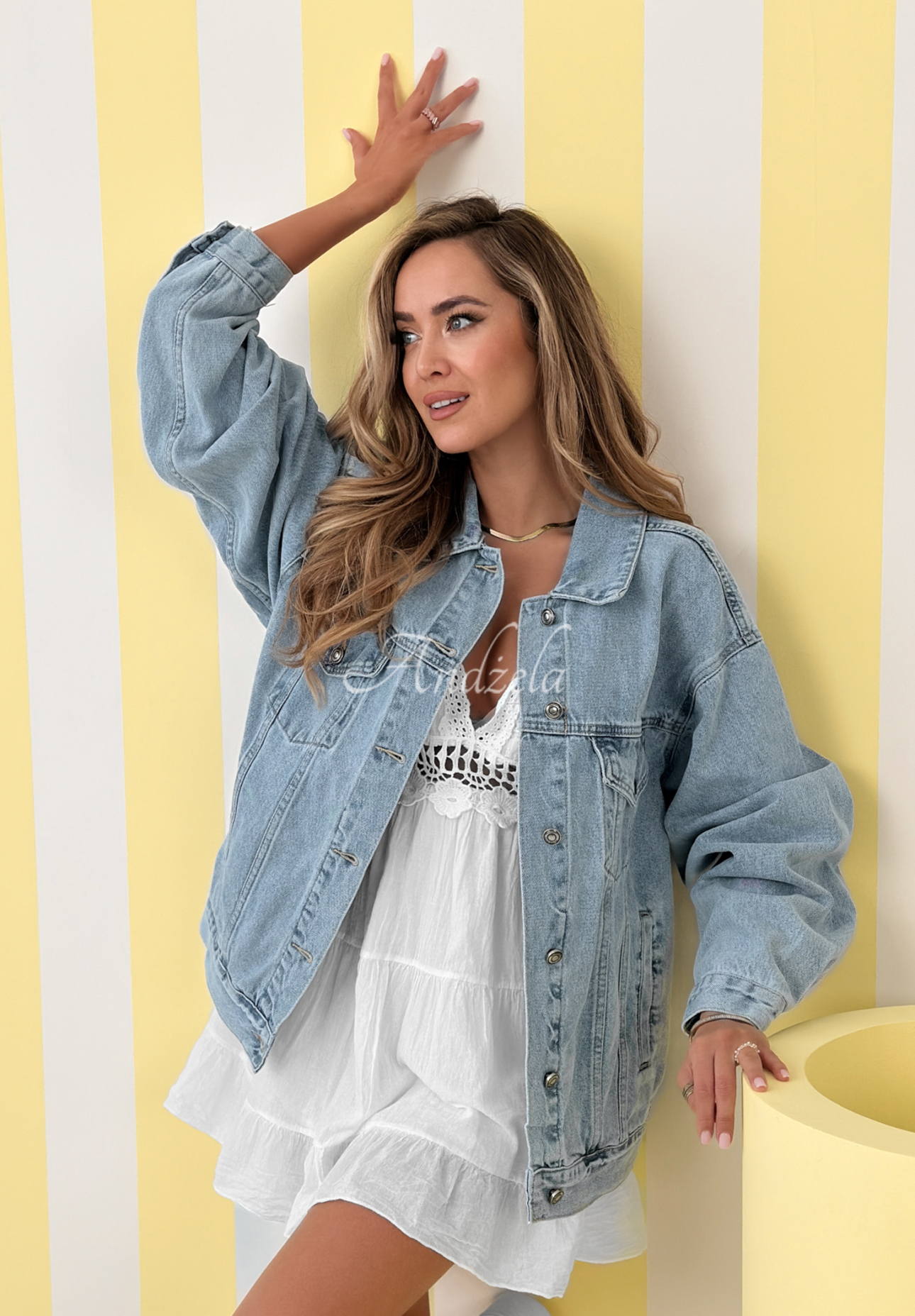 Never Again blue denim jacket