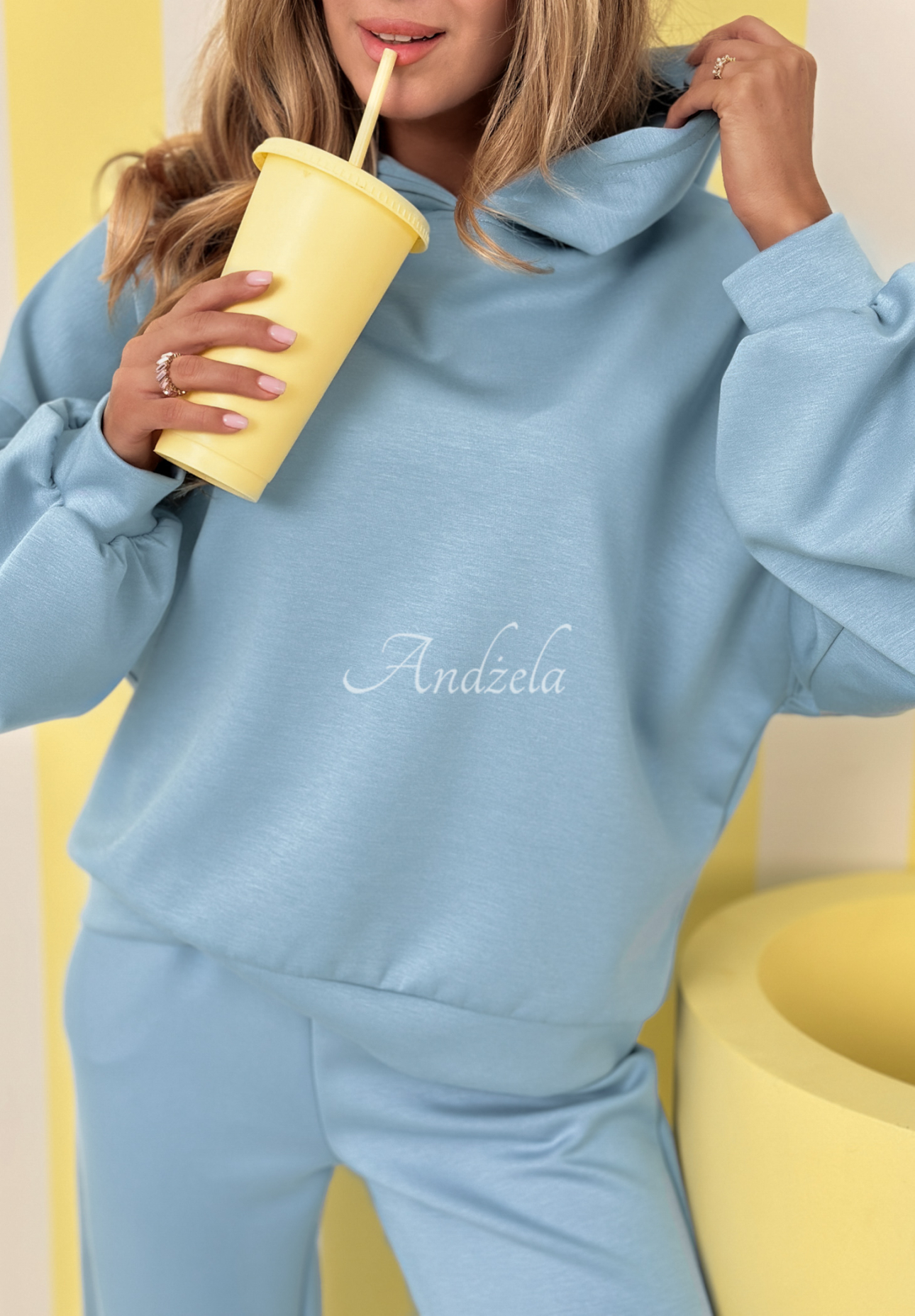 Wiskozowy komplet dresowy masełko Remember About You błękitny