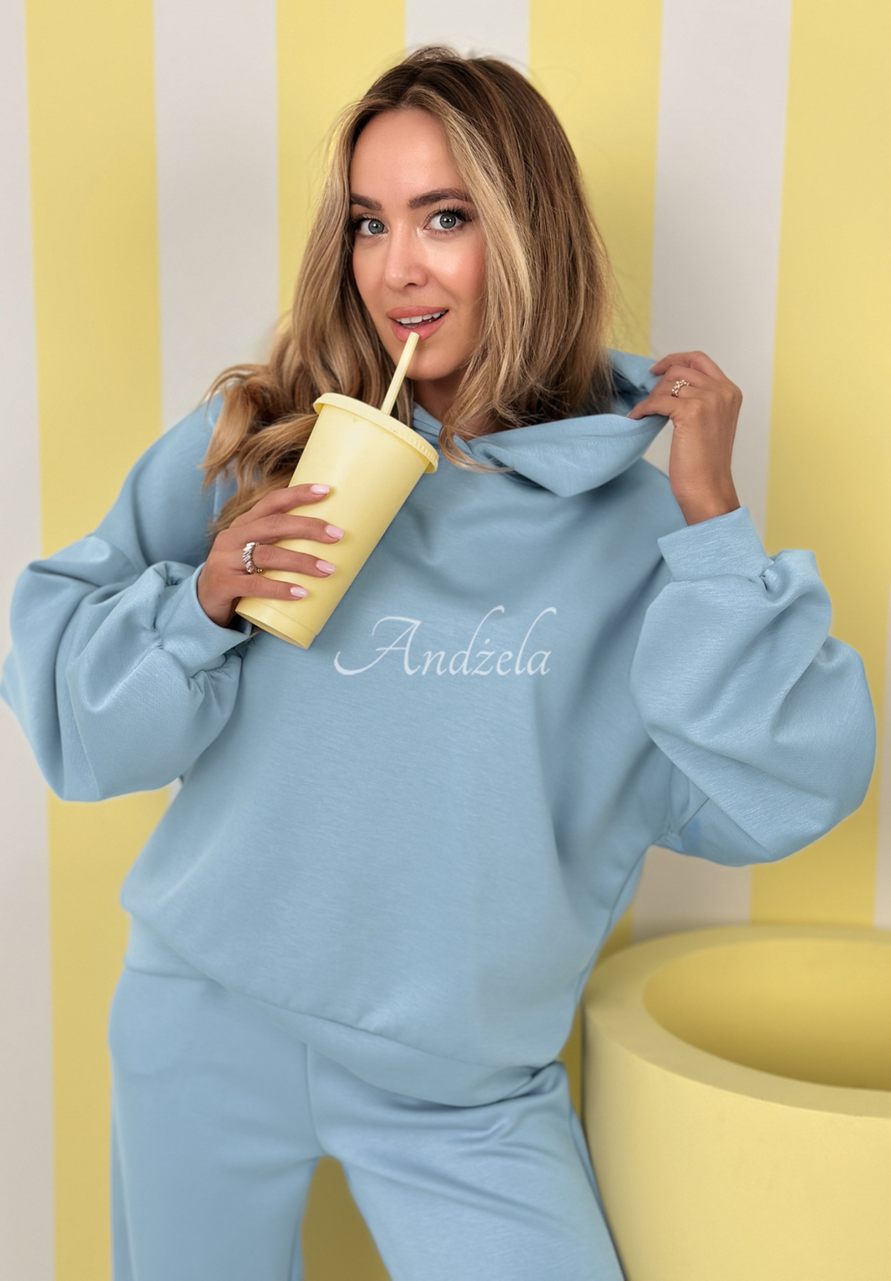 Remember About You sky blue viscose tracksuit set