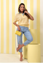 Sweter z koszulową wstawką Spring Wind żółty