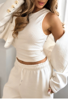 Komplet dresowy bluza, spodnie i top 3in1 Almost There camelowy