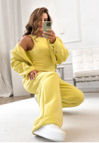 Komplet dresowy bluza, spodnie i top 3in1 Almost There camelowy