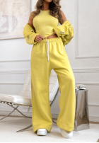 Komplet dresowy bluza, spodnie i top 3in1 Almost There camelowy