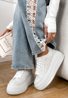 Shiny lace sneakers Don't Move white