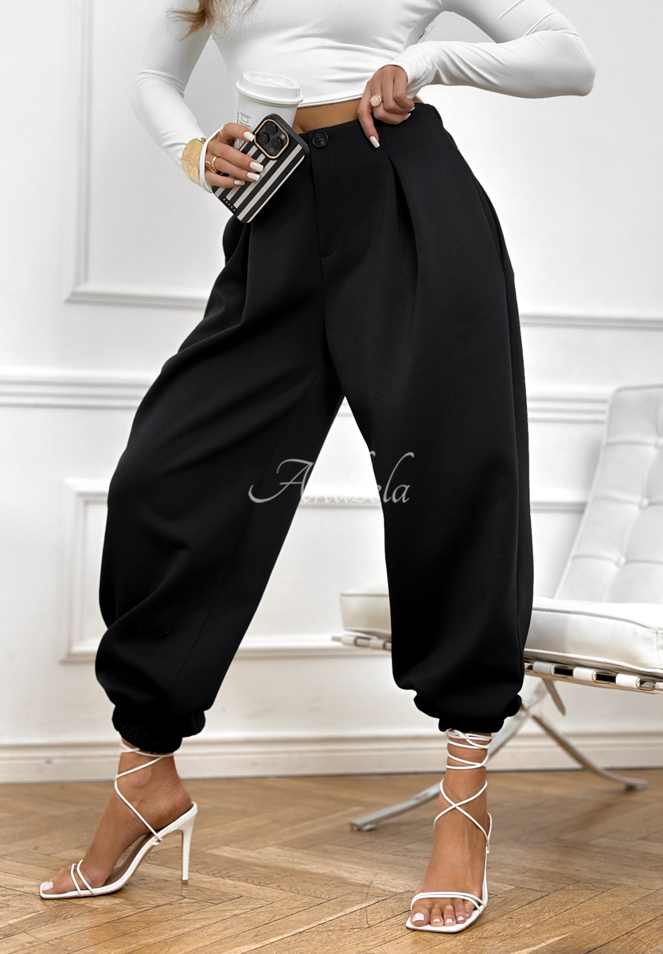 Viscose butter pants with cuffs What You Wanted black