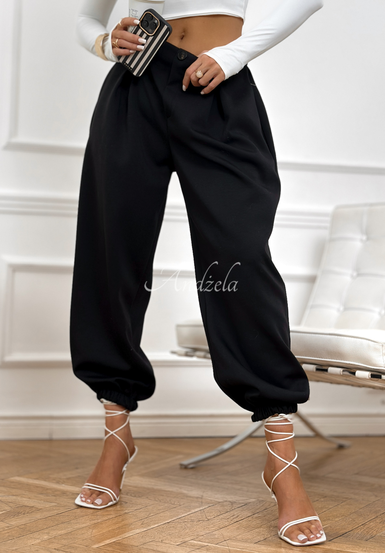 Viscose butter pants with cuffs What You Wanted black