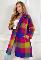 Płaszcz z kołnierzem w kratę Spring Sunrise fioletowo-żółty