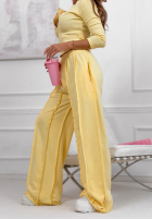 Komplet bluzka i spodnie wide leg Spring Charm żółty