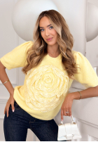 Sweter z kwiatem na krótki rękaw Breeze Of Nature różowy