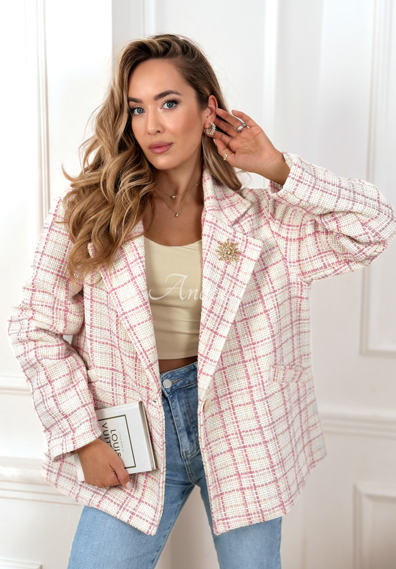 Alive Again pink tweed check jacket