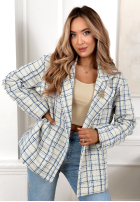 Tweedowy płaszcz w kratę Alive Again niebieski