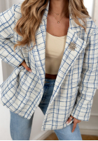 Tweedowy płaszcz w kratę Alive Again niebieski