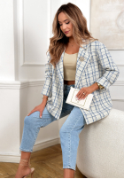 Tweedowy płaszcz w kratę Alive Again niebieski