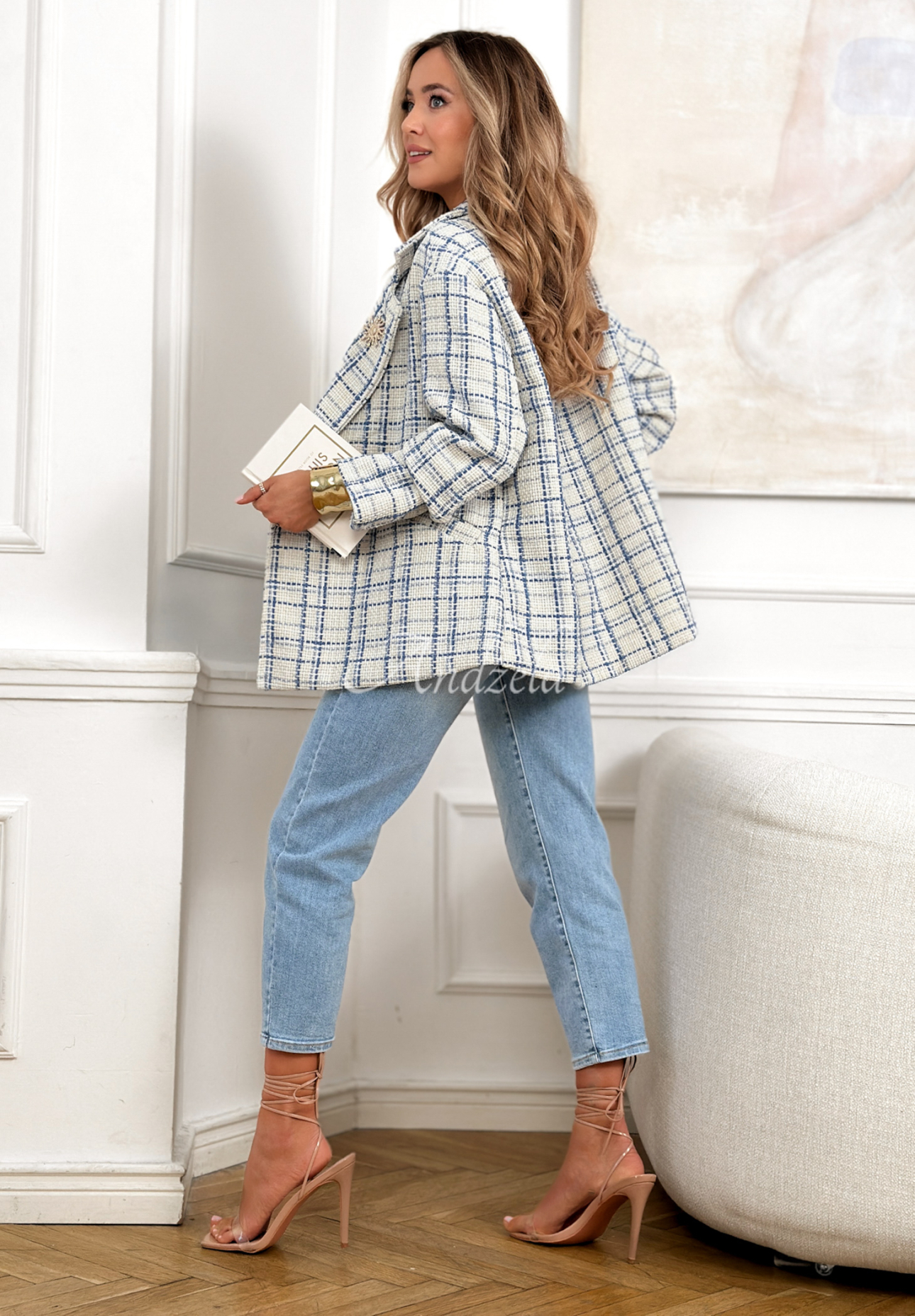 Alive Again blue tweed check jacket