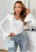 Bawełniana bluzka z różą i falbanką You Know Why biała