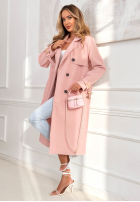 Długi płaszcz z paskiem Changing Of Seasons pudrowy róż