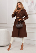 Długi płaszcz z paskiem Changing Of Seasons czekoladowy