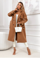 Długi płaszcz z paskiem Changing Of Seasons camelowy