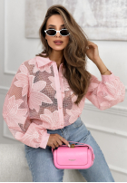 Koronkowa koszula Subtle And Flowery pudrowy róż