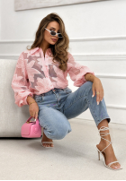 Koronkowa koszula Subtle And Flowery pudrowy róż