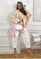 Zamszowa kurtka bomberka oversize Early Season beżowa