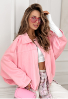 Zamszowa kurtka bomberka oversize Early Season różowa