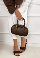 Zamszowe klapki na obcasie Basic Dream czekoladowe