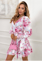 Wrap dress with viscose in floral pattern How Was It blue and pink