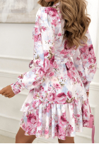 Kopertowa sukienka w kwiaty How Was It błękitno-różowa