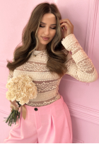 Koronkowa bluzka longsleeve Secret Reverie beżowa