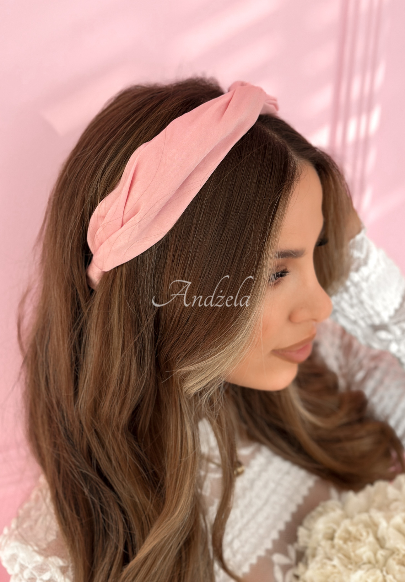 Clean Look powder pink headband with tie
