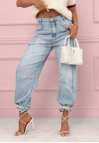 Spodnie jeansowe banana z przeszyciami As You Like niebieskie