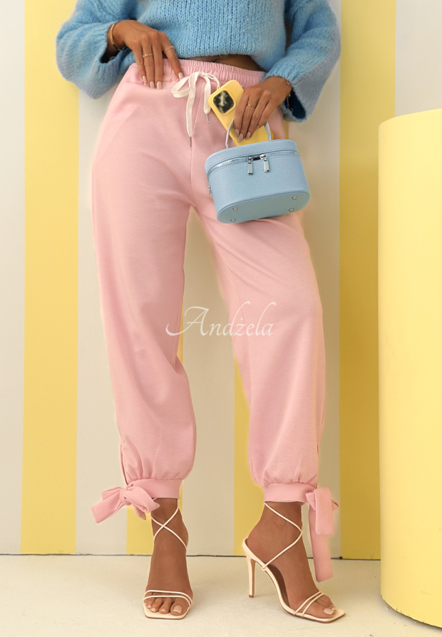 Spodnie dresowe masełko z kokardką Comfy & Trendy r&oacute;żowe