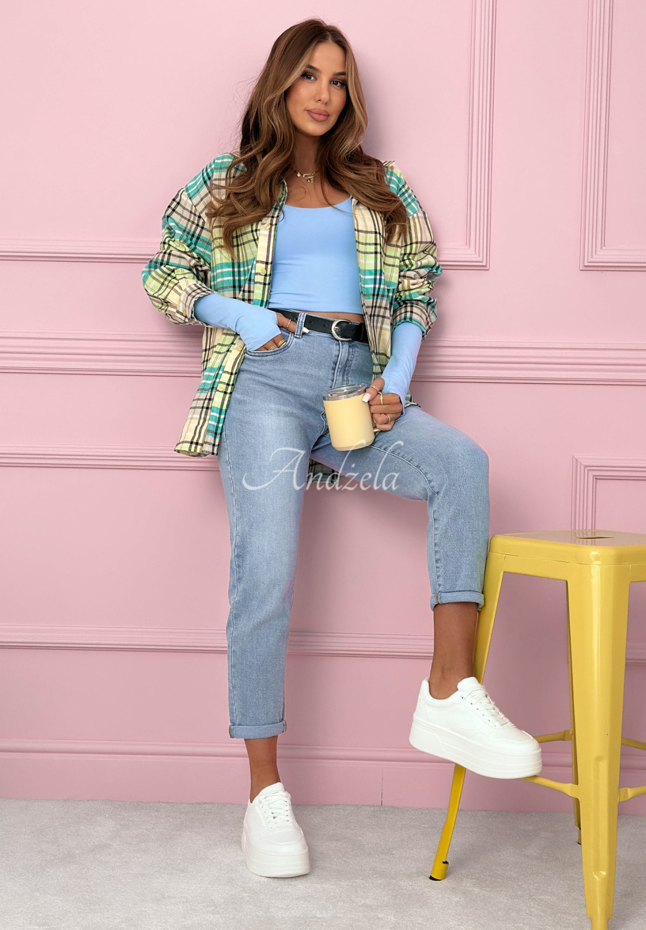 Spodnie jeansowe mom fit Prime Look jasnoniebieskie