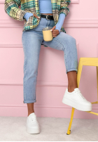 Spodnie jeansowe mom fit Prime Look jasnoniebieskie