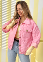 Krótka pikowana kurtka Spring Sings różowa